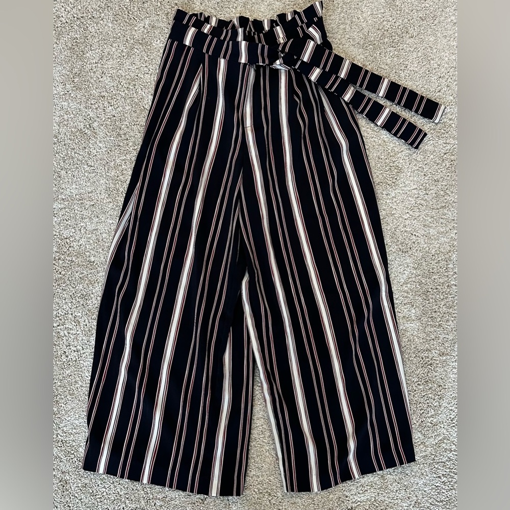 Women’s Zara Striped Trousers With Side Tie (S)